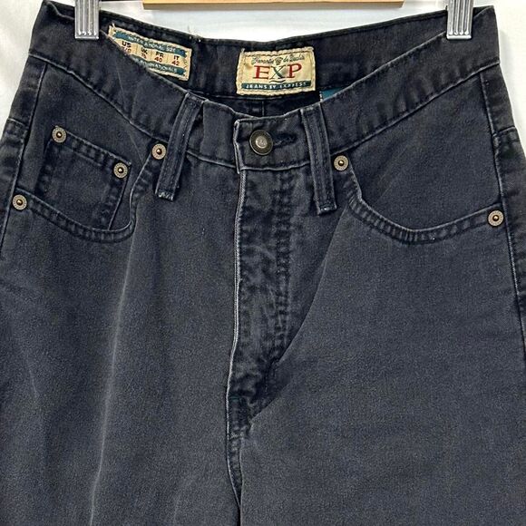 EXPRESS Vintage 90s‎ No 4 EXP Black Denim High Rise Tapered Jeans Womens 7/8 Y2K - Picture 2 of 8